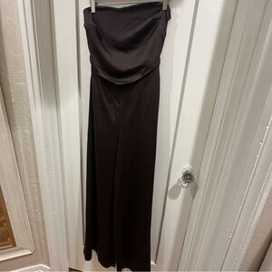 ASOS Brown Strapless Wide-Leg Jumpsuit